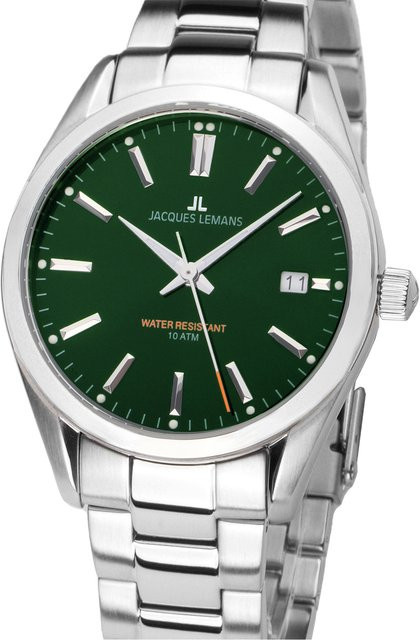 Jacques Lemans Derby Herrenuhr, Quarz, Edelstahl, Grün, 40 mm, 10 ATM - Bild 1