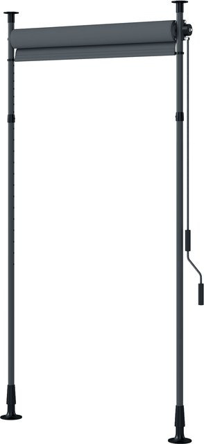 Outsunny Senkrechtmarkise Balkonrollo in Dunkelgrau mit Kurbel, wetterfester Sichtschutz aus Polyester für Garten und Balkon, B/H: 150 x 220-310 cm - Bild 1