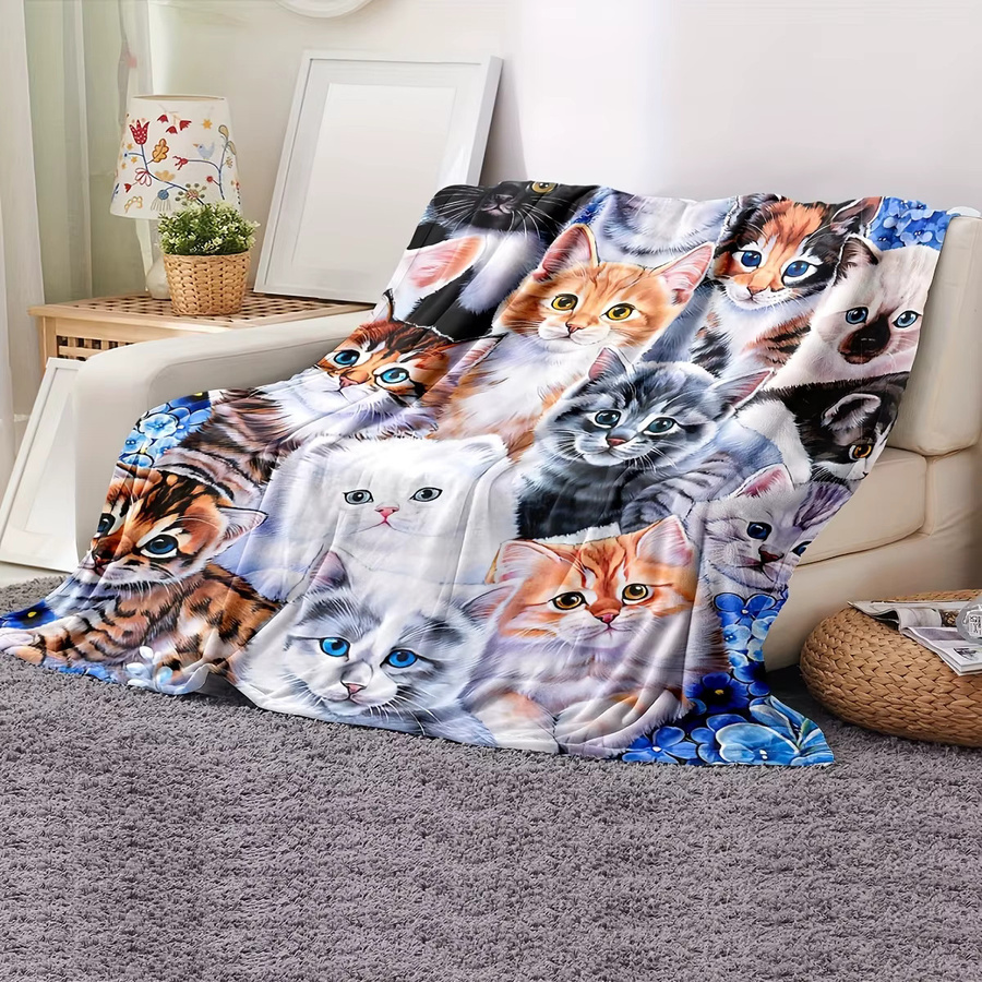 VIKAMA Multi-Cat Cute Cover Flanell-Decke in Multicolour für Kinderzimmer und Wohnzimmer - Bild 2