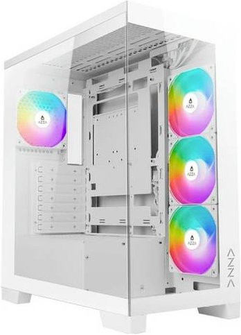 AZZA COVE WHITE Midi-Tower PC-Gehäuse in Schwarz mit 4 vorinstallierten LED-Lüftern - Bild 1