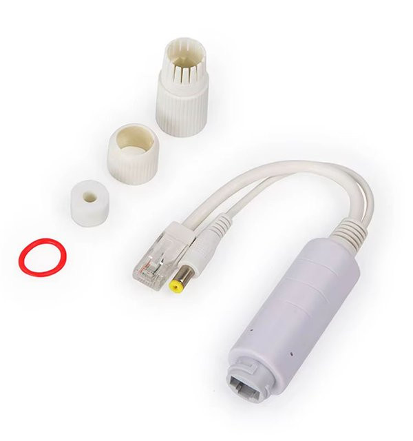 HKBTM Wasserdichter POE-Splitter DC 12 V für IP-Kameras, NVR-Systeme und WLAN-Verbindungen, Weiß - Bild 1