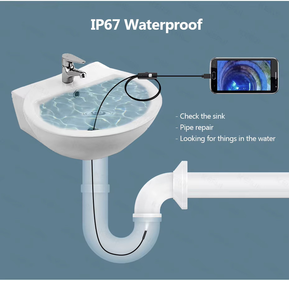 KERUI 3in1 Endoskop Kamera mit 7mm Linse, Micro USB und USB Typ C, wasserdichtes Borescope mit LED für Android, Huawei, Xiaomi und PC, Schwarz - Bild 4