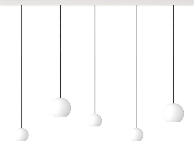 KOMOT KOS Quinto SL LED-Pendelleuchte mit Schiene, Weiß matt und Schwarz, mundgeblasenes Opalglas, Tunable White 2200K - 4200K, Länge: 200 cm - Bild 1