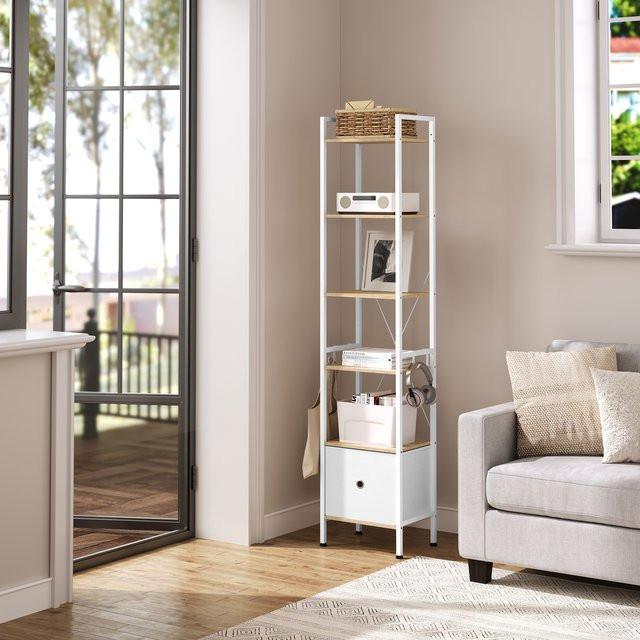 WOLTU Freistehendes Bücherregal mit 5 Regalen aus Metall in Weiß Matt für Wohnzimmer, Küche und Arbeitszimmer - Bild 1