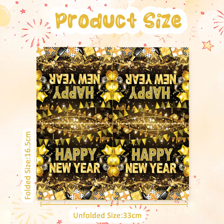 Schwarzgoldene Papierservietten Frohes Neues Jahr für deine Silvesterparty, 33 x 33 cm - Bild 3