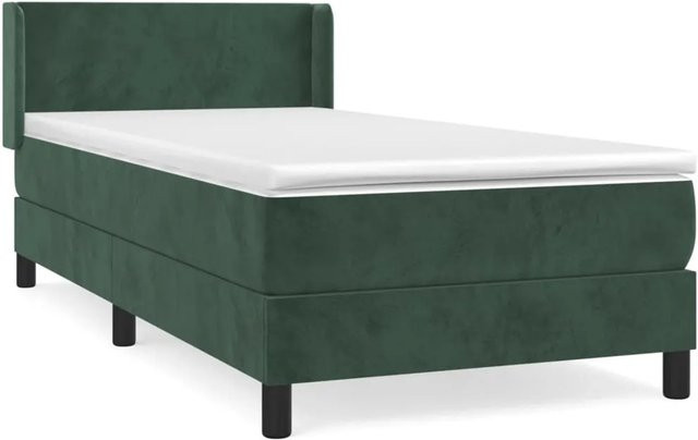 vidaXL Boxspringbett mit Matratze Dunkelgrün Samt B/T: 100 x 200 cm - Bild 1