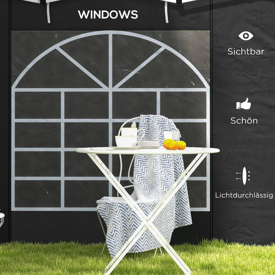 Outsunny Pavillon Seitenteile aus Polyester in Schwarz, B/H: 295 x 195 cm - Bild 3