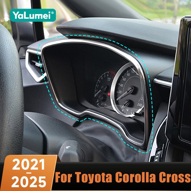 YaLumei Carbon Dashboard Tachometer Rahmen Panel Abdeckung Trim für Toyota Corolla Cross XG10 Hybrid, Schwarz - Bild 1