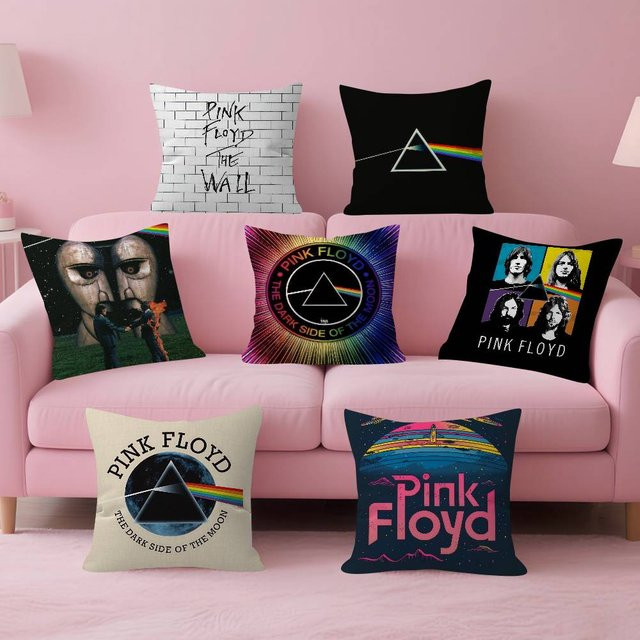 Pinker Kissenbezug Pink Floyd Graphic Design von Kayou, quadratisch, Breite: 30 cm, Höhe: 30 cm - Bild 1