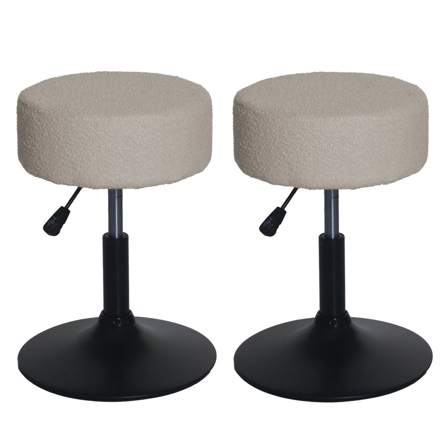 PROREGAL 2er-Set Sitzhocker höhenverstellbar und drehbar, Stoff Boucle, Beige, Durchmesser: 37 cm, Sitzhöhe: 45-57 cm - Bild 2