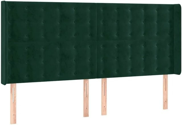 vidaXL Kopfteil mit Ohren in Dunkelgrün aus Samt, B/H: 203 x 118 cm - Bild 1