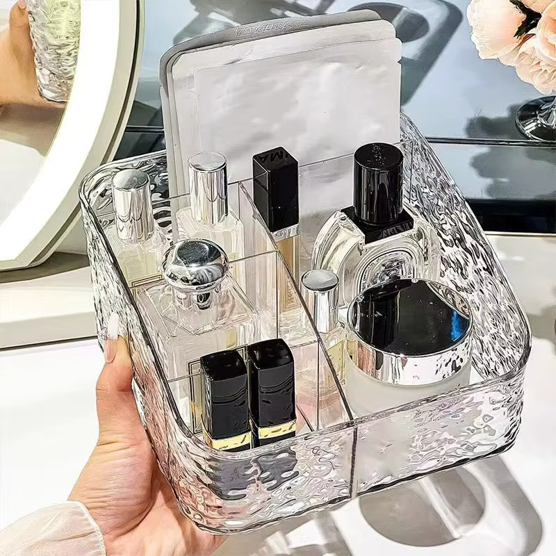 Luxuriöse trapezförmige Acryl-Aufbewahrungsbox für deinen Schreibtisch und Kosmetik, transparent - Bild 5