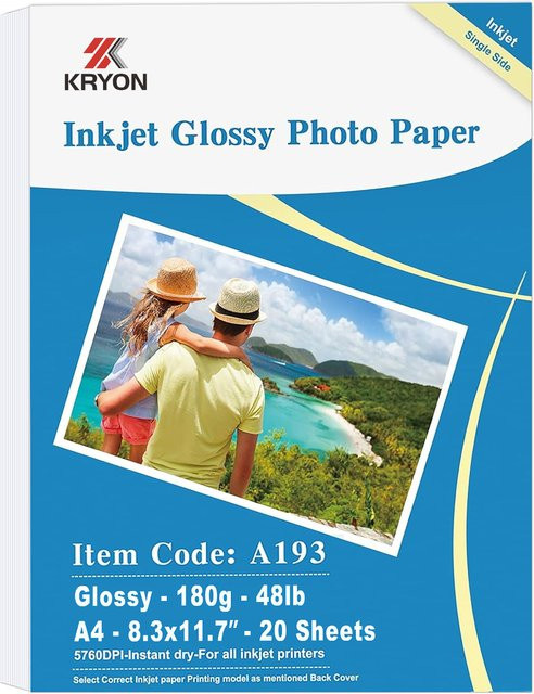 20 Blatt Fotopapier A4 180 g/m2 einseitig glänzend für Tintenstrahldrucker - Bild 1