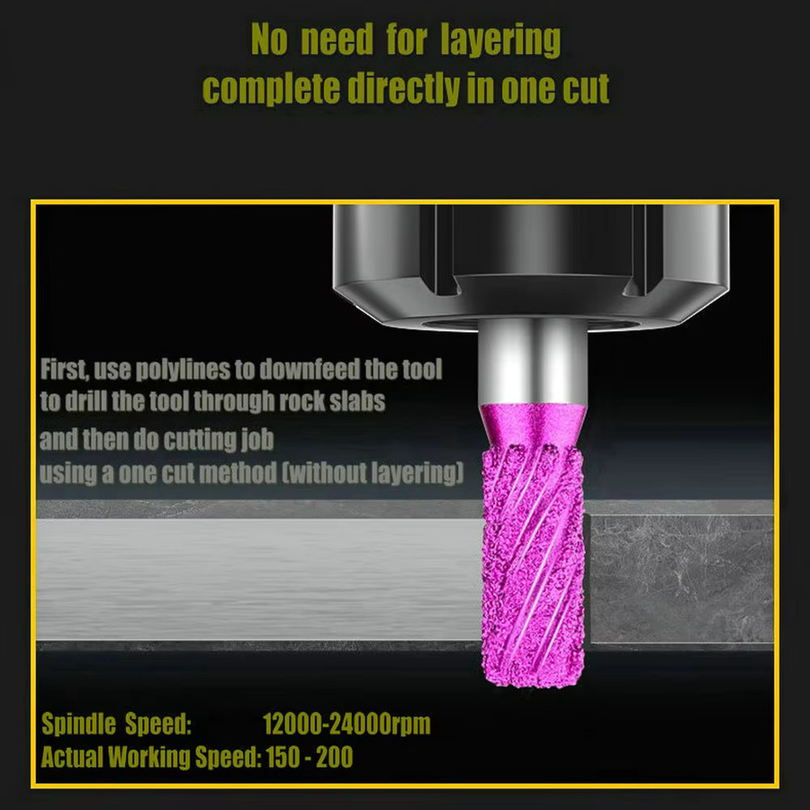 STECHTOL Diamant Fräser für die Steinbearbeitung mit geradem Schaft, Farbe: Pink, B/T/H: 12 x 25 x 90 mm - Bild 2