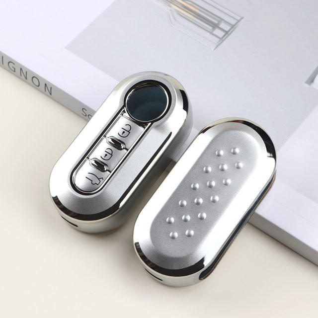 TPU Auto Schlüssel Abdeckung für Fiat 500 Ducato Panda Punto Lancia Musa Bravo Doblo Boxer in Silber - Bild 1
