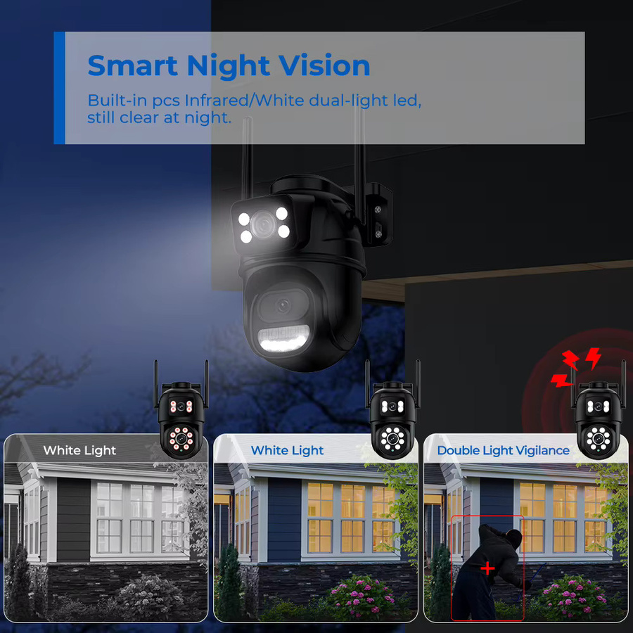 BESDER 4K 8MP PTZ Wifi Sicherheitstyp IP Kamera mit Dual Screen, Auto Tracking und Personenerkennung für den Außenbereich, Schwarz - Bild 4