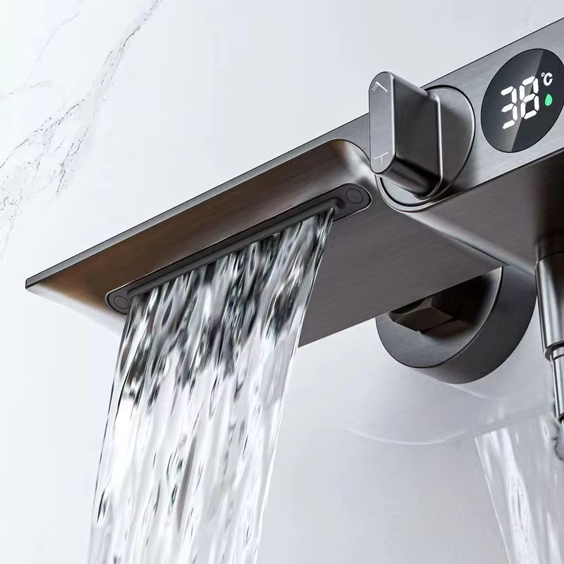 Kemaidi Smart Duschsystem mit digitalem Display und TapTwo-Funktion, Wandmontierte Duscharmatur Set in Silber - Bild 3