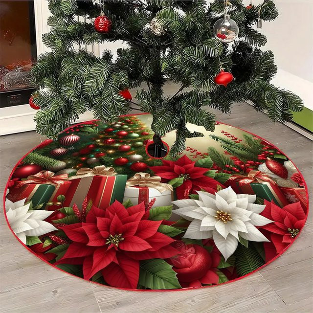 VIKAMA Weihnachtsbaumrock in runder Form mit 3D-Stickerei und floralem Design in Multicolour - Bild 1
