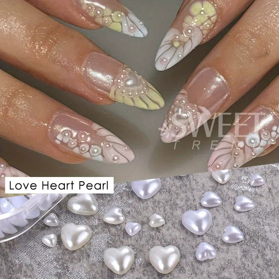 SWEET TREND Nagel Charms, Pfirsich Herz Perle, Weiß, Glänzend - Bild 1