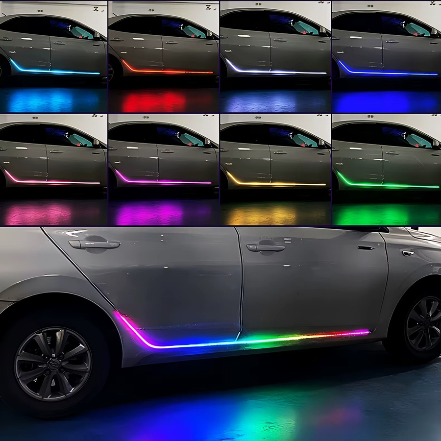 RGB Neon LED Auto Umgebungsbeleuchtung mit App- und Fernbedienung Steuerung, Flexible USB LED Streifen für Türschwellen und Innenraum, Multicolour - Bild 3