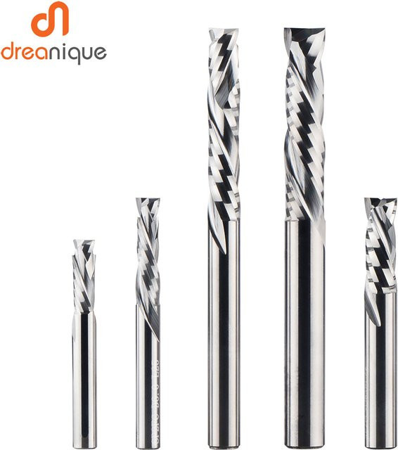 DREANIQUE UP & DOWN Cut 2 Fluiten Spiraal Carbide Fräser für CNC Router, Silber - Bild 1