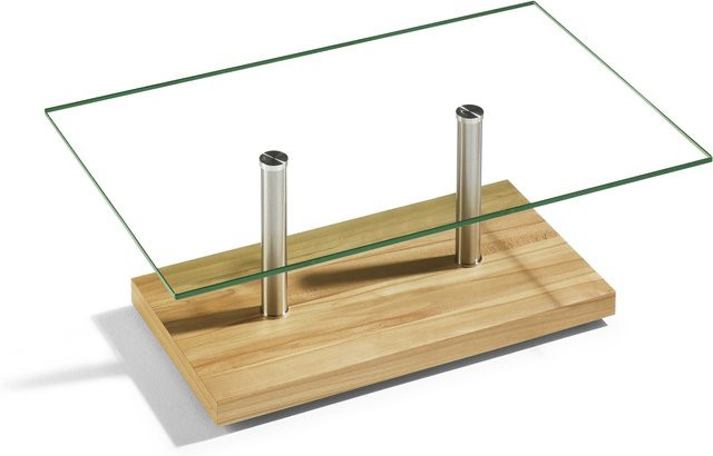 Couchtisch HASSE 7399 EK-47 in Braun mit Klarglas und Kernbuche, B/T/H: 110 x 70 x 40 cm - Bild 1