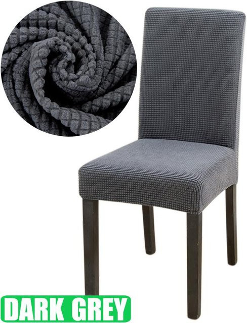 Elastischer Jacquard-Stuhlbezug aus Stretch-Material für Esszimmerstühle, Grau - Bild 1