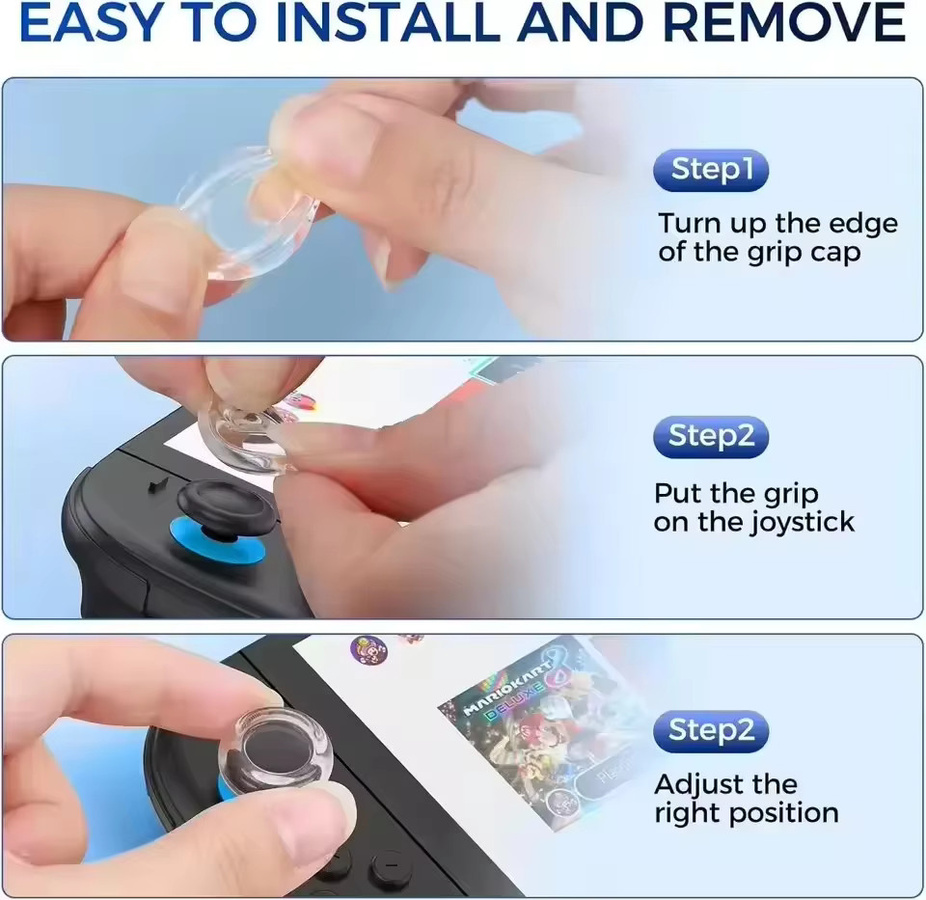 Nintendo Switch 2 Silikon-Joystick-Kappen für Joypads, transparente und rutschfeste Daumengriffkappen für Thumbsticks - Bild 5