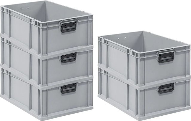 PROREGAL Spar Set 5x Eurobox Nextgen Portable Duo Transportbehälter Grau H x B x T: 22 x 40 x 60 cm, 44 Liter - Bild 1