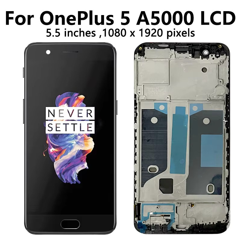 AMOLED Display mit Touchscreen Digitizer und Rahmen für OnePlus 5T und OnePlus 5 in Schwarz - Bild 3