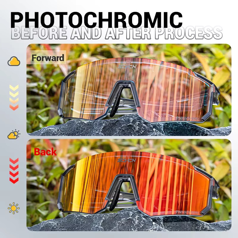 SCVCN Sportsonnenbrille, Photochrome, Unisex, Vollrand, Kunststoff - Bild 5