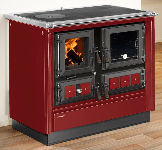Justus Küchenofen Rustico 90 2.0 Festbrennstoffherd in Rot mit 7 kW Leistung - Bild 1