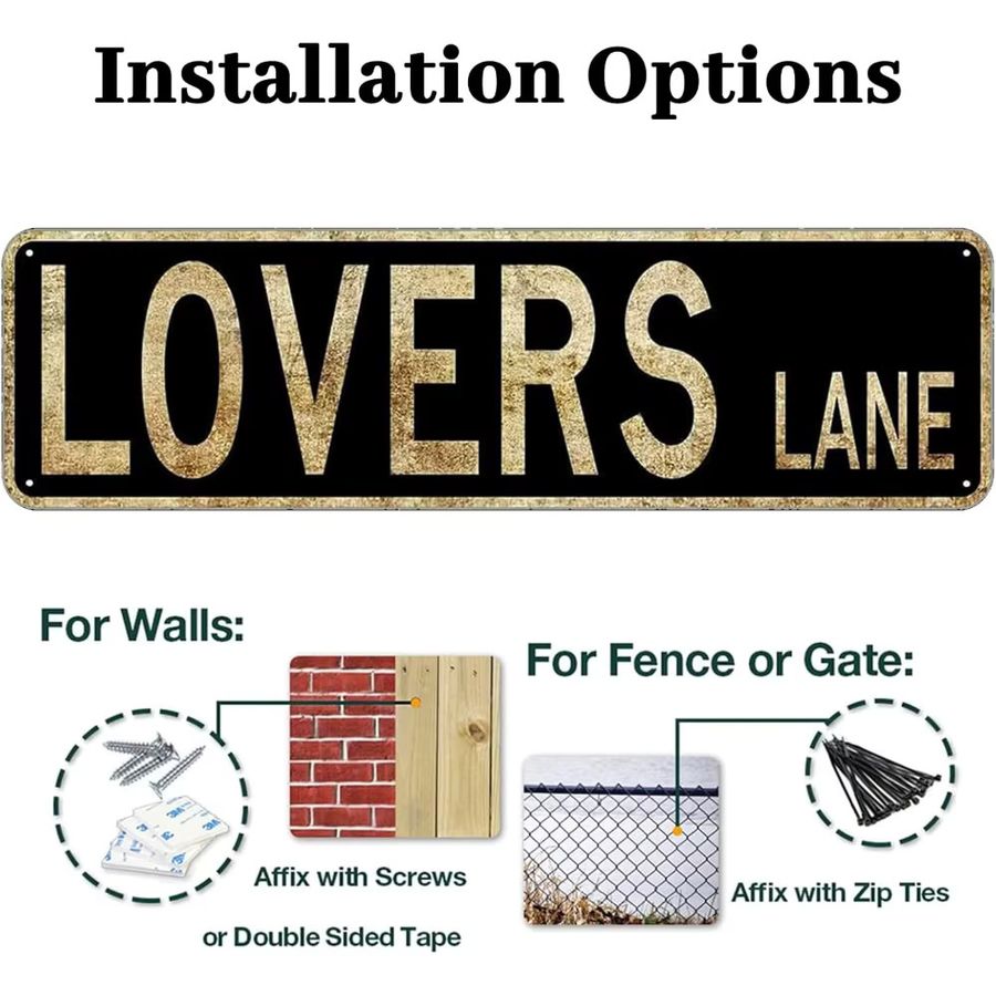 KIOZIY Lovers Lane Straßenschild als Retro-Vintage-Blechdekoration für die Wand, B/H: 40,6 x 10,2 cm - Bild 2