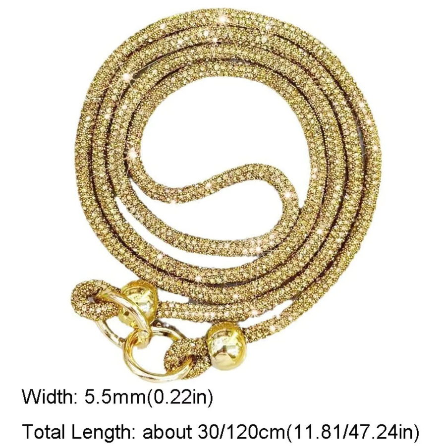 Luxus Kristall Strass Telefon Lanyard in Gold als Bling Bling Anti-Verlust Kette und Zubehör für dein Smartphone - Bild 4