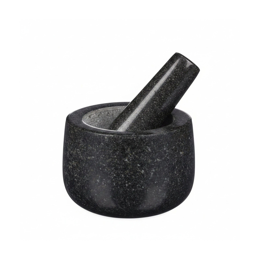Relaxdays Mörser mit Stößel aus Granit in Schwarz, Breite: 8,5 cm, Tiefe: 12 cm - Bild 2