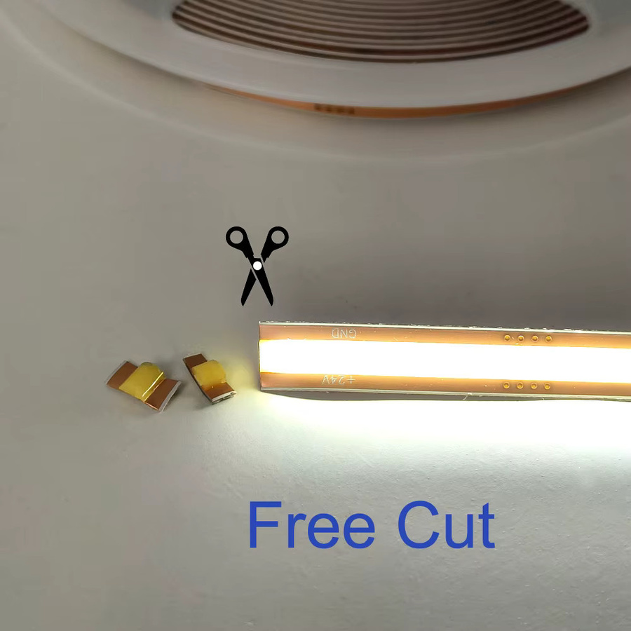 Frei zuschneidbarer COB LED-Streifen 12V/24V mit 528 LEDs/m, flexibles Lichtband ohne Dunkelpunkte, Breite: 8 mm - Bild 2