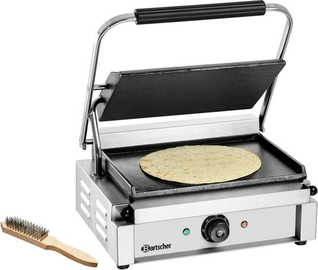 Bartscher Kontaktgrill Panini 1G in Silber mit Gusseisenplatten B/T/H: 41 x 40 x 20 cm - Bild 1