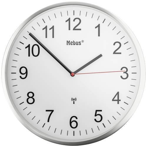 Mebus 19411 Funk Wanduhr in Silber, modern und rund, Durchmesser: 30 cm - Bild 1