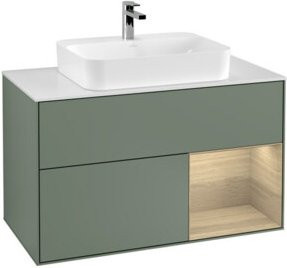V&B Waschtischunterschrank Finion mit LED-Beleuchtung, Weiß lackiert, Wandmontage, Breite: 100 cm - Bild 1