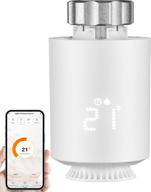 Echos Smartes Zigbee Heizkörperthermostat in Weiß mit Amazon Alexa und Google Assistant Kompatibilität - Bild 1
