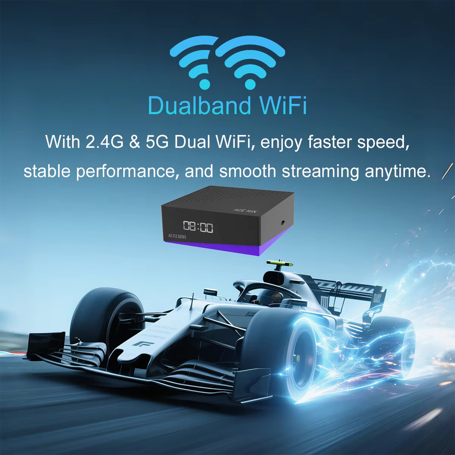 ACECONN Android IPTV Box TVONAIR3 Satellitenempfänger mit 32GB Speicher, 4K UHD, DVB-S2/T2/C, Dual WiFi und Bluetooth in Schwarz - Bild 2