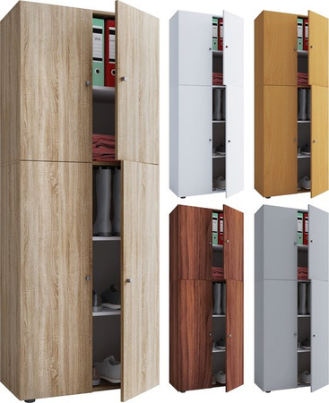 VCM Kleiderschrank Lona aus Holz in Eiche mit Drehtüren und Regalfächern, B/T/H: 70 x 40 x 184 cm