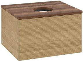 V&B Waschtischunterschrank Antao mit Frontstruktur in Weiß und Eiche Honig, B/T/H: 60 x 36 x 50 cm - Bild 1