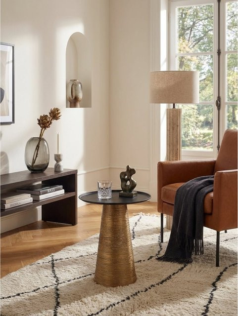 Runder Beistelltisch aus Aluminium von KADIMA DESIGN in Gold und Schwarz, B/T/H: 40 x 40 x 45 cm - Bild 1