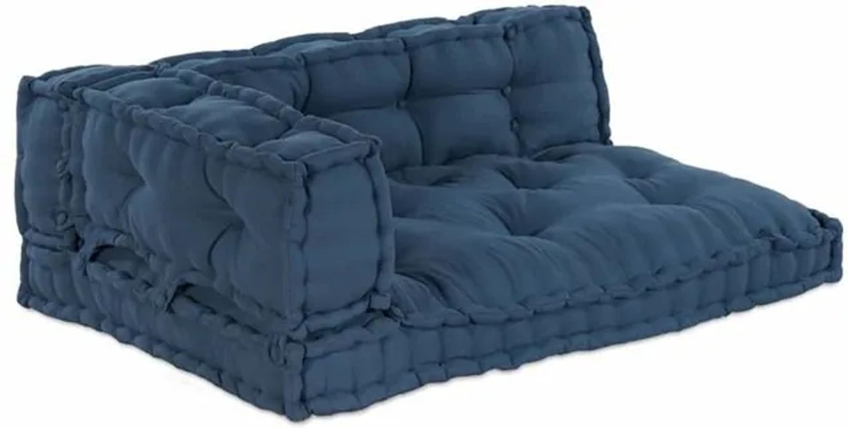 vidaXL Palettensofa Kissen Set aus Stoff in Blau, 3 Stück, rechteckig - Bild 1