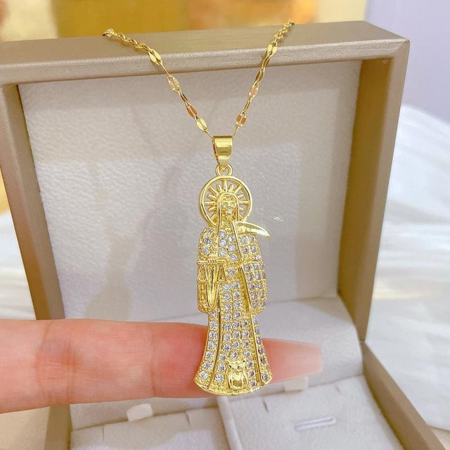 YIRAN Jewelry Halskette, Edelstahl, Zirkonia, Grau, 45 cm, Damen - Bild 1