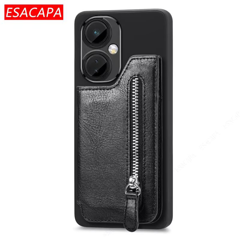 ZTE Nubia Red Magic 11 Pro Plus 11Pro Karten Brieftasche mit Reißverschluss und Kartenständer in Schwarz aus weichem TPU - Bild 1