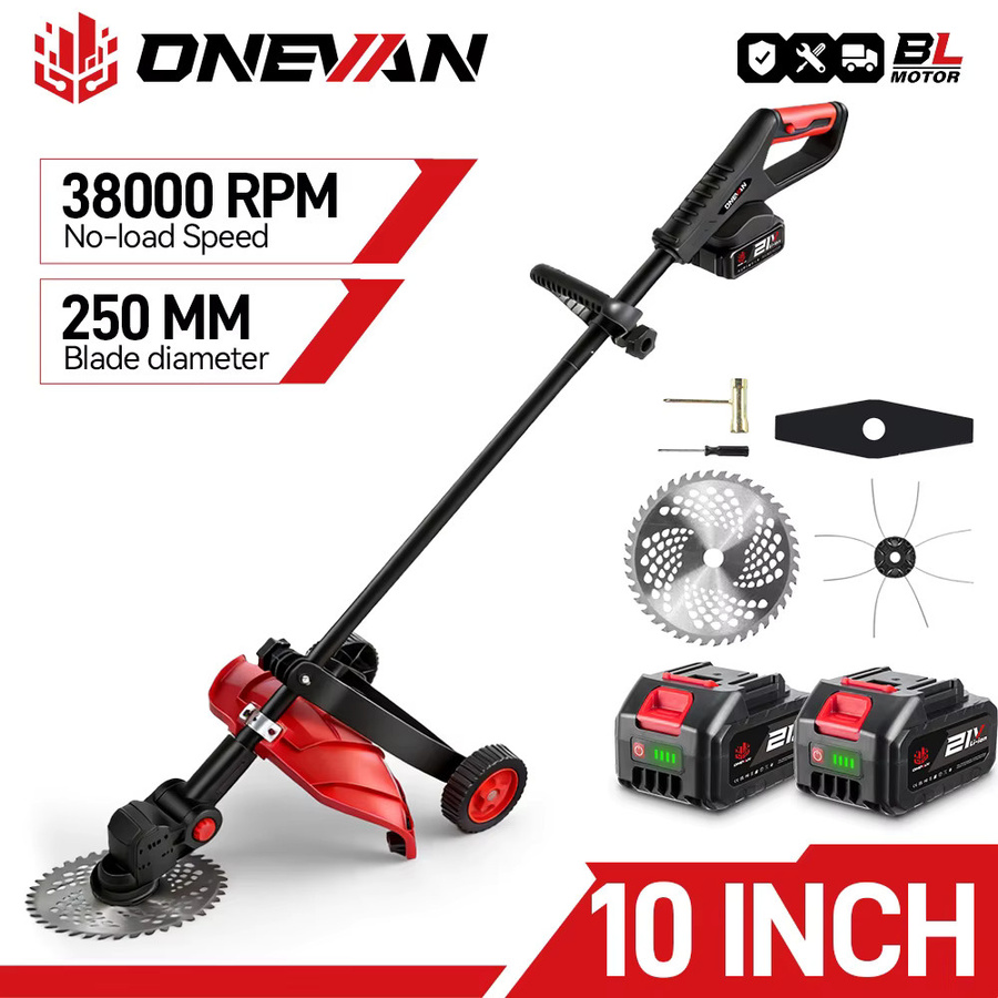 ONEVAN 10 Zoll bürstenloser elektrischer Rasenmäher und Akku-Rasentrimmer mit 45 Grad Verstellbarkeit für Makita 18 V Akku-Systeme - Bild 2