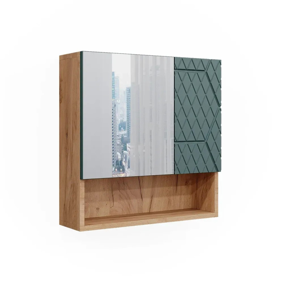 Vicco Badspiegelschrank Irma Eiche Grün Gold B/H: 54 x 55 cm - Bild 3