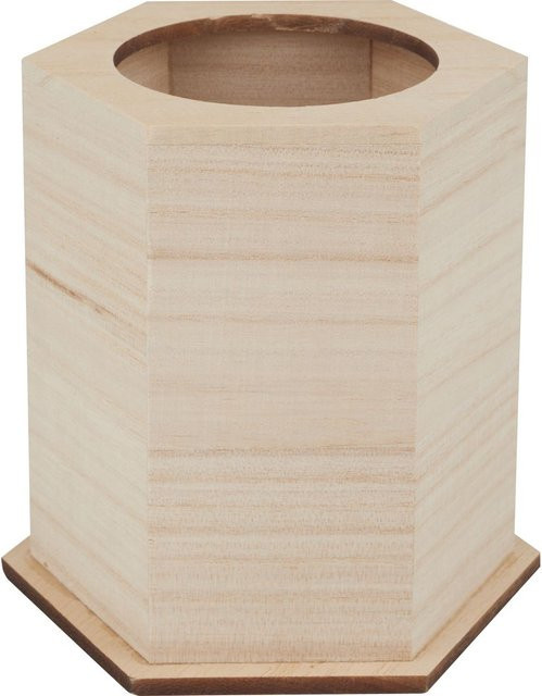VBS Holz-Stiftebox in Beige, sechseckig - Bild 1